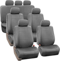 FH Group Car Seat Covers PU Leather 3 Row Car Seat Covers 7 Seater, Airbag Compatible and Split Bench - Fit Most Car, Truck, 