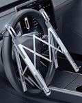 Steering Wheel Laptop Holder for Car SUV Pickup Truck Tesla Vehicle Workstation, Adjustable Foldable Portable iPad Tablet Laptop Stand for Desk, Tiktok Car Travel Essentials 2026 -Silver