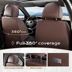 Coverado Car Seat Covers Full Set, Seat Covers for Cars, Front Seat Covers and Back Seat Cover Waterproof Leather Automotive 