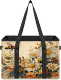 Reusable Grocery Bags Heavy Duty Shopping Bags Foldable Large Tote Bags with Long Handles & Hard Bottom
