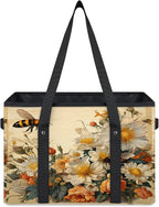 Reusable Grocery Bags Heavy Duty Shopping Bags Foldable Large Tote Bags with Long Handles & Hard Bottom