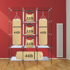 PLKO Portable Closet, Wardrobe Closet Organizer,Portable Clothes Closet Rolling Door Wardrobe with Grey Oxford Fabric Cover f