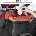 LXUNYI Car Organizer Back Seat, 2 Pack Waterproof Pu Leather Car Seat Storage Bag Large Foldable Universal Hanging Car Seat Back Organizer for Kids & Adults with Cup Holders Car Travel Accessories