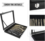 Siveit Premium Necklace Organizer Box - 20 Hooks Jewelry Tray with Transparent Lid - Display Box for Necklaces, Pendants - Su