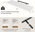 Dreamland 36 Inch Long Floating Shelves in White,8 Inch Deep Floating Shelf for Wall,Large Display & Storage Shelf, Wall Shel