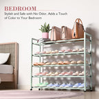Bumusty 5-Tier Expandable Shoe Rack for Closet, 18“-33” Adjustable Shoe Rack for Small Space, Small Shoe Organizer for Front 