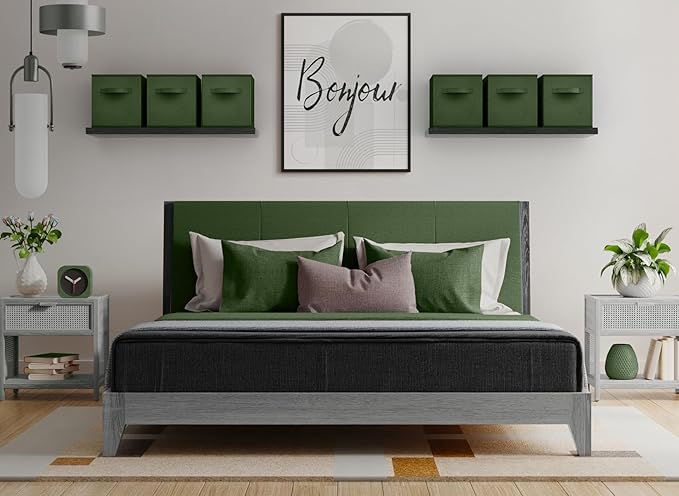 Sorbus 13 Inch Storage Bins - Sturdy Collapsible Fabric Storage Cubes with Handle - 6 Foldable Baskets for Organizing Clothes