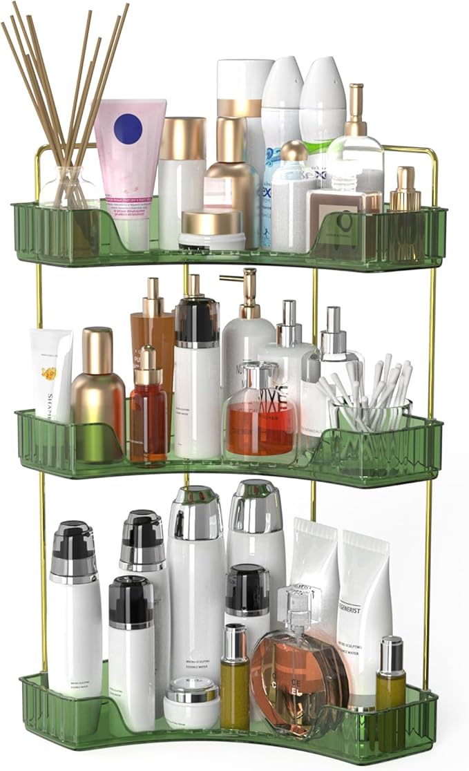 Webetop Corner Bathroom Counter Organizer, Bathroom Makeup Countertop Organizer, Corner Storage Organizers for Vanity, Bathro