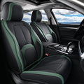 Coverado Automotive Seat Covers Front Seats, Leather Seat Covers 2 Pack, Black Green Car Seat Cover, Waterproof Car Seat Prot