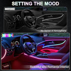 Dreamcolor Acrylic Interior Car LED Strip Lights, 18 in 1 Ambient Lighting Kit with Wireless APP, Dynamic Chasing Music Sync Fiber Optic Lights with DIY Mode, Car Inside Lighting Accessories