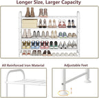 LINZINAR Shoe Rack Long 4 Tier Shoe Storage Organizer Metal Wide Shoe Shelf for Closet Entryway Bedroom 30 Paris Large Capaci