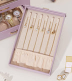 Homde Jewelry Organizer with Transparent Window Necklace Hooks Gift for Women Jewelry Box Display Case for Necklaces Rings Ea