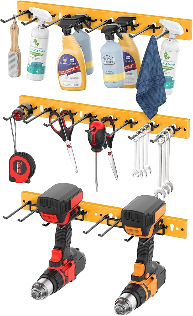 CCCEI 3 Modular Pegboard Strip Storage, Metal Peg Slat Wall Mount for Garage, Basement, Garden, Laundry Room Organization. Fl