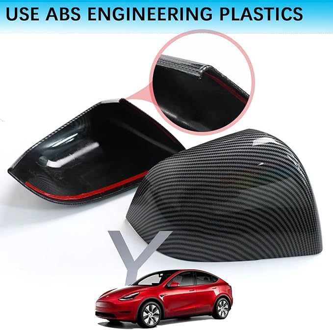 YHCDSEA Rearview Mirror Guard Cover for Tesla Model Y, Side Mirror Cover Exterior Accessories fit for Model Y 2024 2023 2022 2021 (Matt Black)