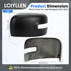 Driver & Passenger Side Mirror Cover Replacement for Jeep Renegade 2015 2016 2017 2018 2019 - Left & Right Side Mirror Covers, Rear View Mirror Cap Accessories Textured, With Lamp