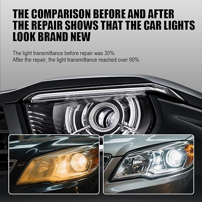 QuiforHeadlight Cleaner, Automotive Headlamp Restoration Fluid Kit, HeadlightRestoration Kit, Improve Nighttime Visibility Fo