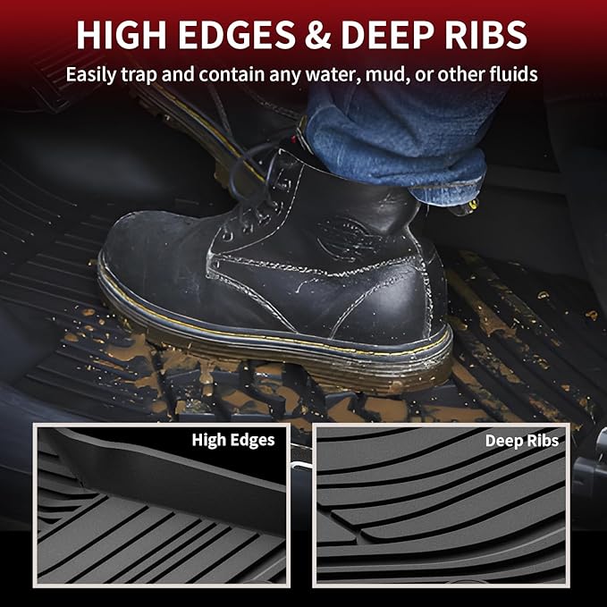 LASFIT 3D Custom Fit Floor Mats for Toyota Corolla 2020–2026 Sedan, All-Weather, Reinforced TPE,Anti-Slip Car Floor Mats 1st & 2nd Row, 3pcs, Black