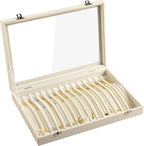 Frebeauty 15 Hooks Necklace Tray Velvet Neckalce Organizer with Clear Lid Lockable Necklace Holder Box Jewelry Organizer for 