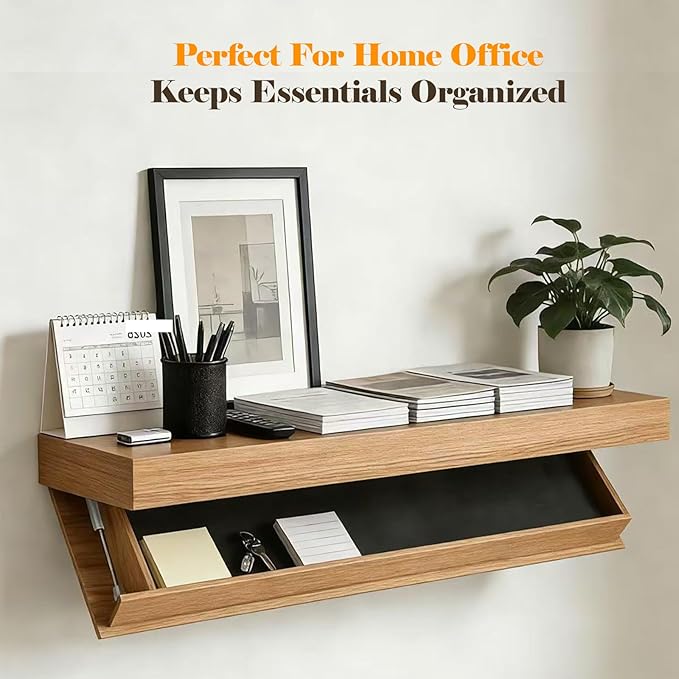 Magic Flap Hidden Shelf with Secret Compartment, Wall Mounted Floating Shelf with Concealed Storage Drawer, Hidden Compartmen