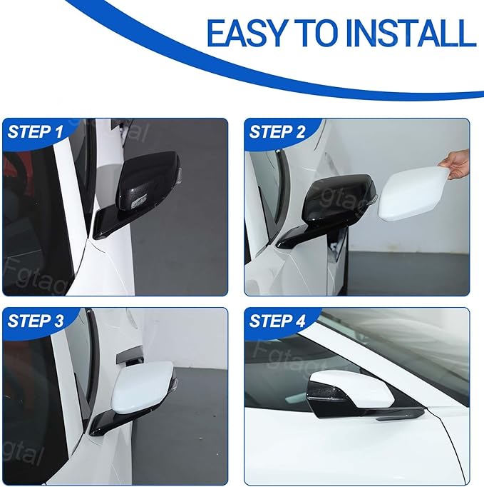 Door Rear View Mirror Cover Cap Compatible with Chevrolet Corvette C8 2020-2026, ABS Side View Mirror Cover, Auto Door Rearview Mirror Protective Trim Cap 2Pcs (White)