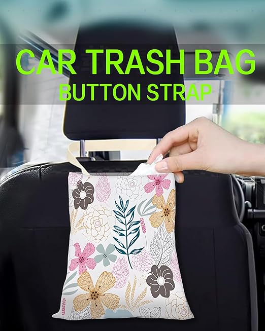 Car Trash Can, Durable Hanging Car Trash Garbage Bag, Cute Automotive Garbage Cans Organizer, Cute Colorful Flowers
