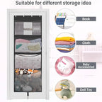 Woodoulogy Hanging Stuffed Animal Storage, Over Door Large Plush Toy Organizer with Metal Hook, Baby Accessory Holder Idea fo