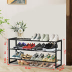 Jripae Bamboo Shoe Rack for Closet, Stackable 3 Tier Longer Shoe Organizer Shelf Holder Storage 12-15 Pairs for Entryway Door