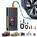 180psi Tire Inflator Portable Air Compressor,26000mah Air Pump For Car Tires,5x Fast Bicycle Pump With Digital Lcd Pressure Gauge/Led Light/Power Bank, Bike, Motorcycle（Black)