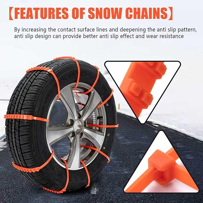 24 Pcs Reusable Snow Chains Universal Emergency Adjustable Anti-skid Tire Chains Fit for Most Car SUV Pickup Trucks Car for S
