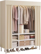 Portable Closet,Garment Rack,Heavy Duty Clothes Rack with Cover,Wardrobe Closet with 2 Hanging Rods, 6 Storage Shelves,43.3" 