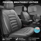 CAR PASS 3D Foam PU Leather Car Seat Covers, Universal Seat Covers Front 2 for Trucks SUV Sedan Automotive Seat Covers Armres