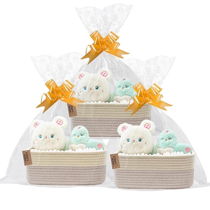 COMFY-HOMI 13" x 8.5" x 5.1" Storage Baskets for Organizing | Cotton Rope Woven Basket | Toy Storage Bin Box | Basket for She