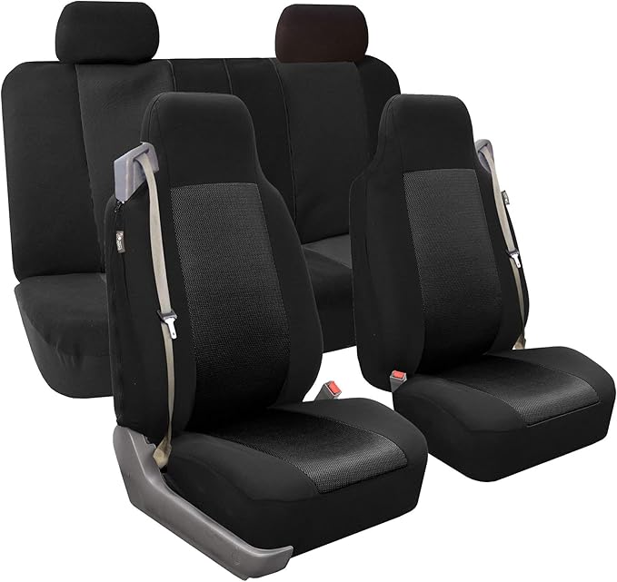 FH Group Car Seat Cover Rear Set Striking Striped Car Seat Covers with Rear Split Bench, Universal Fit Interior Accessories f