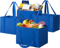Lifewit Reusable Grocery Bags, Heavy Duty Foldable Shopping Bags with Reinforced Handles, Extra Large Utility Tote Stay Open, Sturdy Standing Carry Box for Kitchen, Car Trunk, 24L Blue, 4 Packs