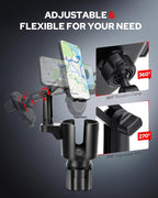 Benlari Upgraded Car Phone Holder - 2 in 1 Adjustable Cup Holder Expander Support 360° Degree Rotation - Car Cup Holder Phone Mount Compatible with All Smartphones