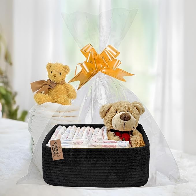 COMFY-HOMI 11.5"x7.5"x4.7" Storage Baskets for Organizing | Cotton Rope Woven Basket | Toy Storage Bin Box | Basket for Shelv