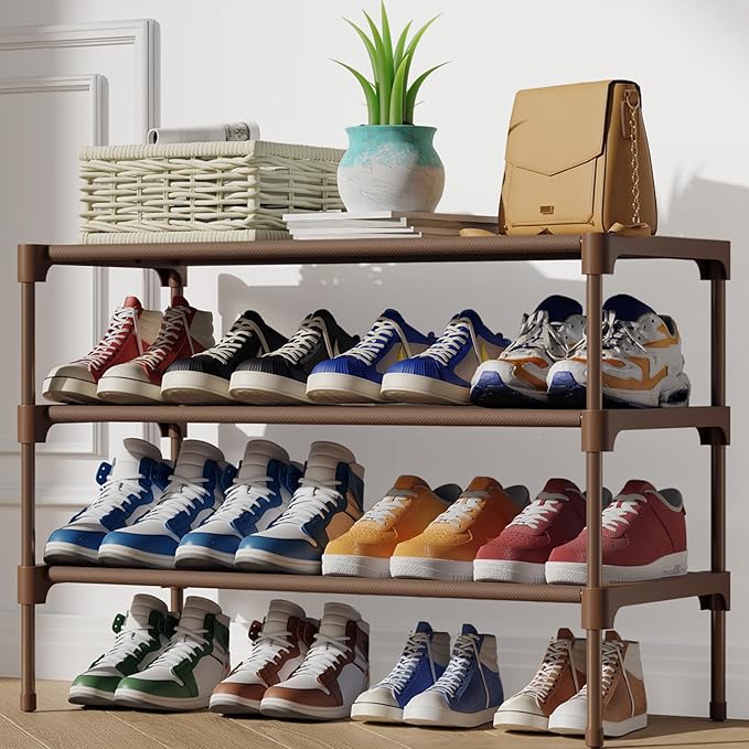Kitsure Shoe Rack - Non-Woven Shoe Rack Shelf, Shoe Organizer for Closet, Entryway, Garage & Corridor, Stackable Shoe Shelves