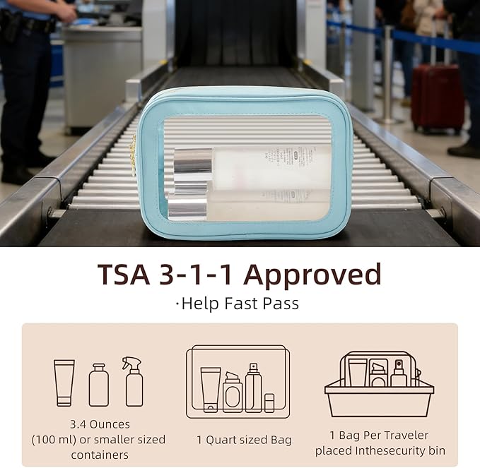 5PCS Diaper Bag Organizer Pouch Set, Clear Organizer Bags, TSA Approved Toiletry Bag, Clear Waterproof Cosmetic Bags with Zip