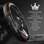 HighnessHwoo 3D Car Steering Wheel Cover Comfort Grip Massage Sporty Anti-Slip Carbon Fiber Faux Leather for F150, Trucks, Je