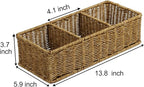 Waterproof Wicker Basket With 3 Compartments, Hand Woven Bathroom Counter Organizer, Small Storage Basket for Toilet Paper St