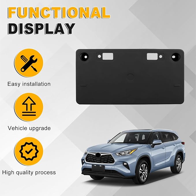 Front License Plate Frame Compatible with Toyota Highlander 2020 2021 2022 2023 2024, Bumper License Frame Holder Mounting Br