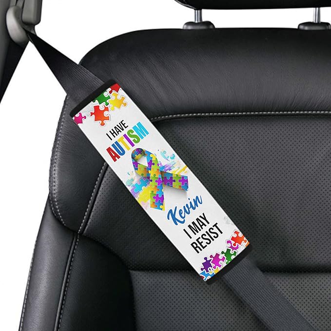 I Have Autism Seat Belt Autism Awareness Seat Belt Cover for Kid Family Special Need Autistic Medical Alert Car Cushion Cover Support Autism Gift Personalized Name 46