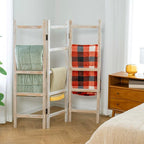 Blanket Ladder,59" H Wood Blanket Ladder for Living Room, Decorative Quilt dispaly Rack, Free Standing and Folding Towel Rack
