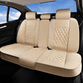 Huidasource Beige Rear Seat Cover, Nappa Leather Back Seat Cover Velcro Adjustable, Compatible with Armrests, Seat Belts, Chi
