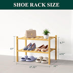 Smiry Bamboo Shoe Rack for Closet, 2 Tier Small Wooden Stackable Shoe Organizer, Free Standing Shoes Storage Shelf for Entryw