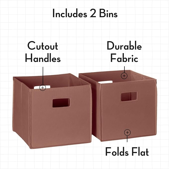 RiverRidge Kids 2pc Fabric Collapsible Storage Cube Organizers with Handles for Playroom Organization - Terracotta
