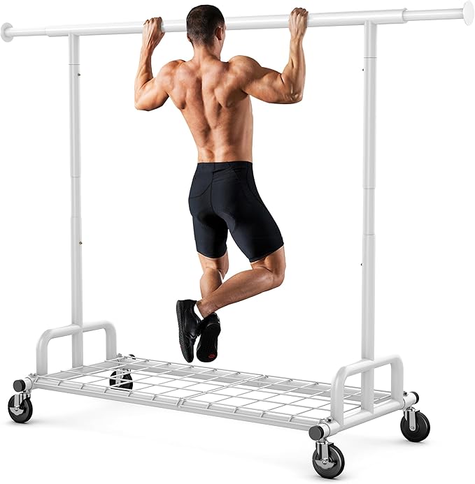 HOKEEPER Clothes Rack Collapsible Clothing Garment Rack Capacity 525LBS Clothing Racks on Wheels Heavy Duty Rolling Clothes R