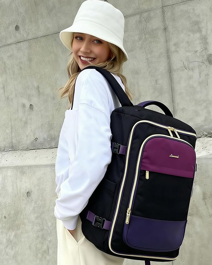 LOVEVOOK 40L Travel Backpack Carry on Flight Approved, Personal Item Bag with 3 Packing Cubes, Travel Backpack for Women Fits