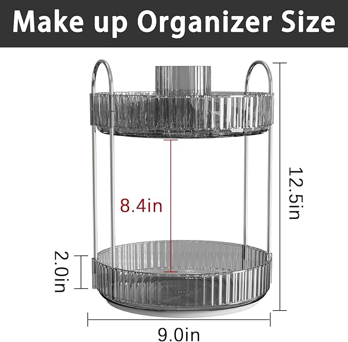 shuang qing Rotating Makeup Organizer for Vanity, High-Capacity Skincare Clear Make Up Storage Perfume Organizers Cosmetic Dr