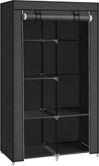 SONGMICS Portable Closet, Fabric Wardrobe, Clothes Rack with Shelves, Pockets, Large Capacity, 1 Hanging Rod, 34.6 x 17.7 x 6